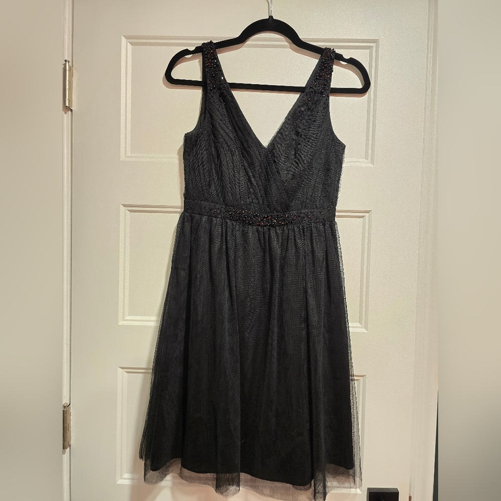 Adrianna Papell black tulle cocktail dress